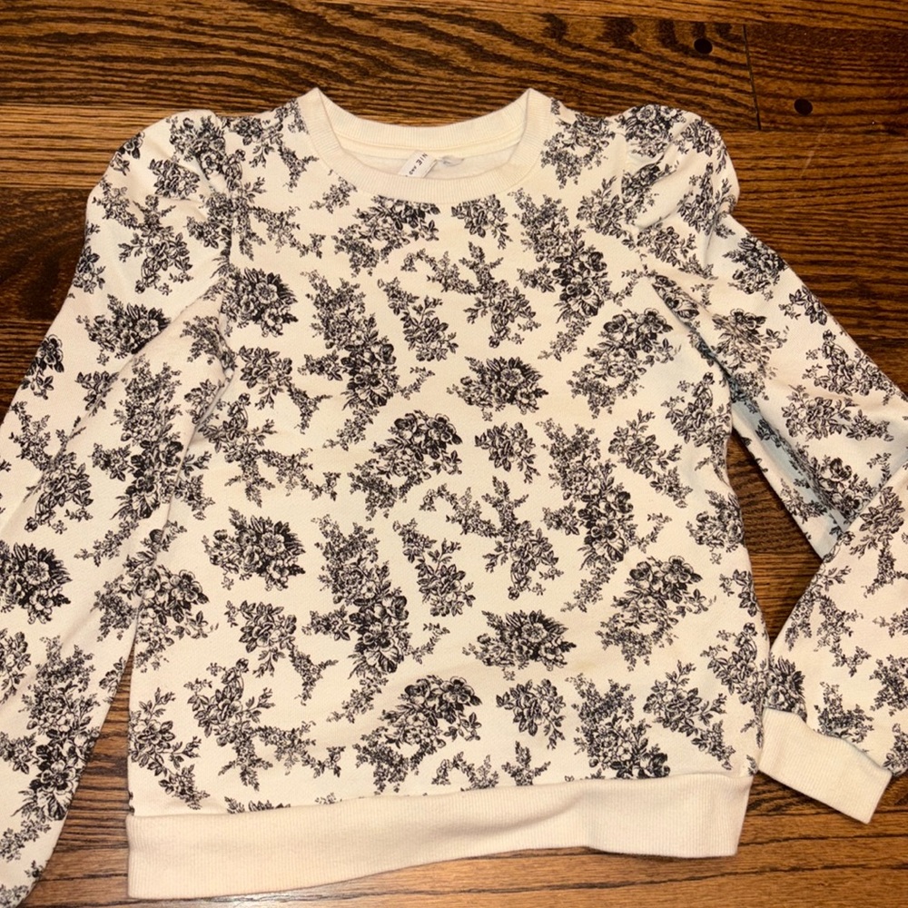 Janie & Jack Puff Sleeve Floral Sweatshirt